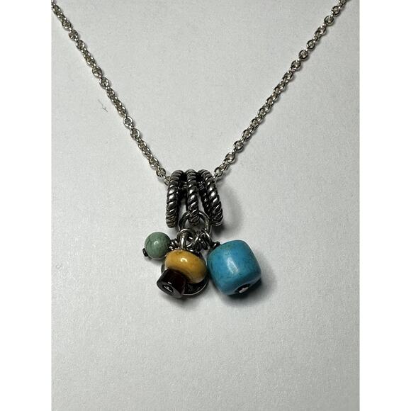 Silpada Sterling Silver Charm Necklace 18" Turquoise Multi-Bead Pendant - Picture 1 of 5